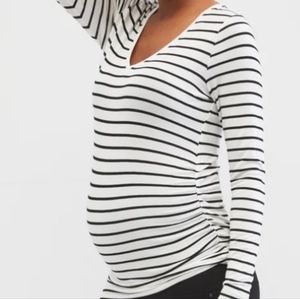 New w/ tag Blk White striped roughed sides Maternity long sleeved top.